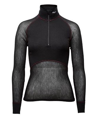 Dámský rolák BRYNJE CLASSIC WOOL THERMO LIGHT ZIP-POLO black  XS